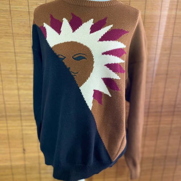 Sweaters - Vintage Unisex Sweater Sun Design Size Large